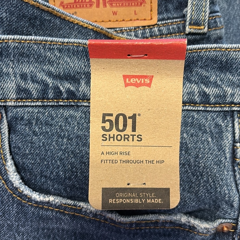 Levi’s 501 Button Fly Raw Edge Hem Denim Shorts 20W NWT - Picture 8 of 8